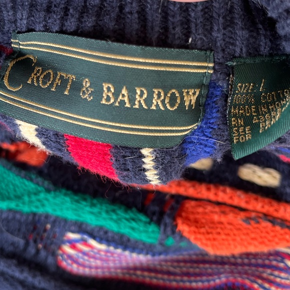 Vintage 90s Croft and barrow coogi style chunky knit rainbow sweater - Picture 3 of 3